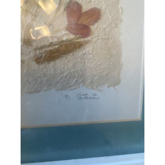 Vintage Framed Dried Wildflowers-Painted Over & Signed By Artist 1991 9x11 Frame - Picture 2 of 8
